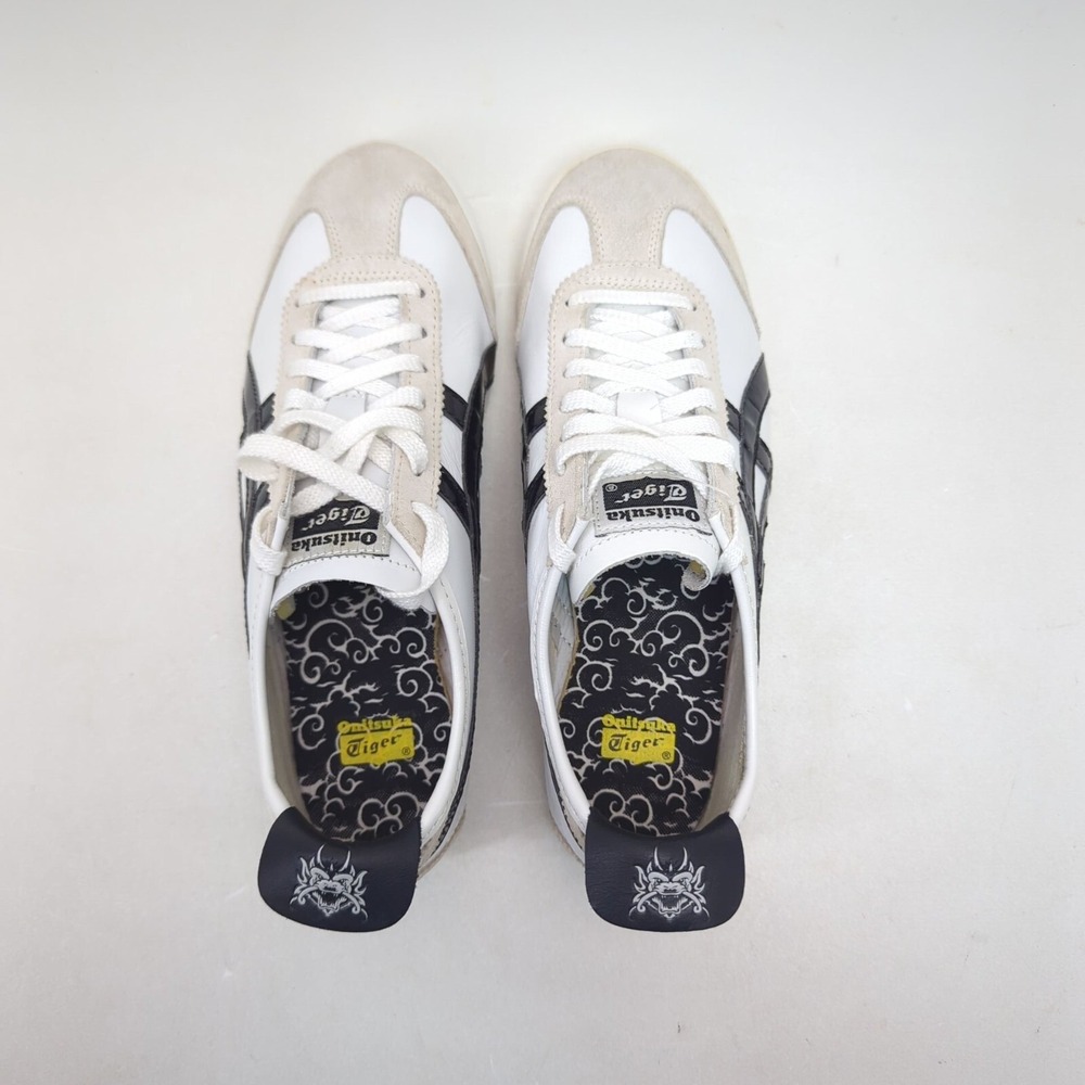 Onitsuka Tiger Mexico 66 Dragon D907L Women 9.5 White Black Leather Low Sneakers